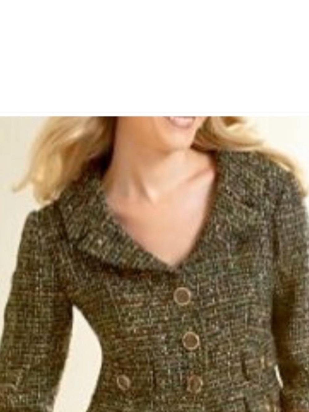 Ann Taylor LOFT Green Tweed Button-Front Blazer - Picture 8 of 8